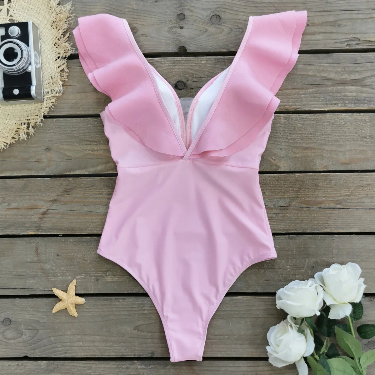 Women's  Ruffle Print Floral One Piece Swimsuit