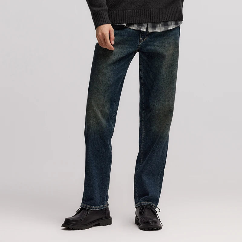 Vintage Loose Fit Jacquard Straight Leg Jeans - Men's Fashion Denim
