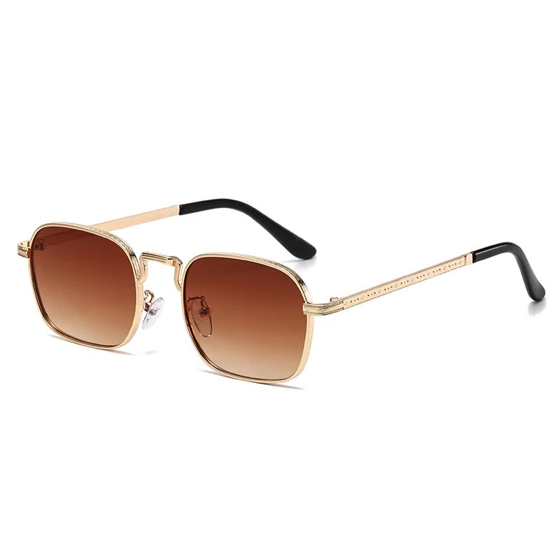 Retro Square Oval Metal Sunglasses - UV400 Protection for Women & Men