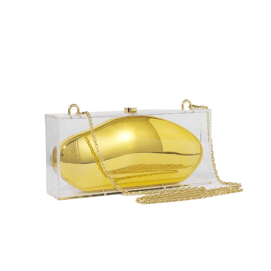 Women's Square Acrylic Chain Shoulder Bag – Elegant Clutch Crossbody Purse