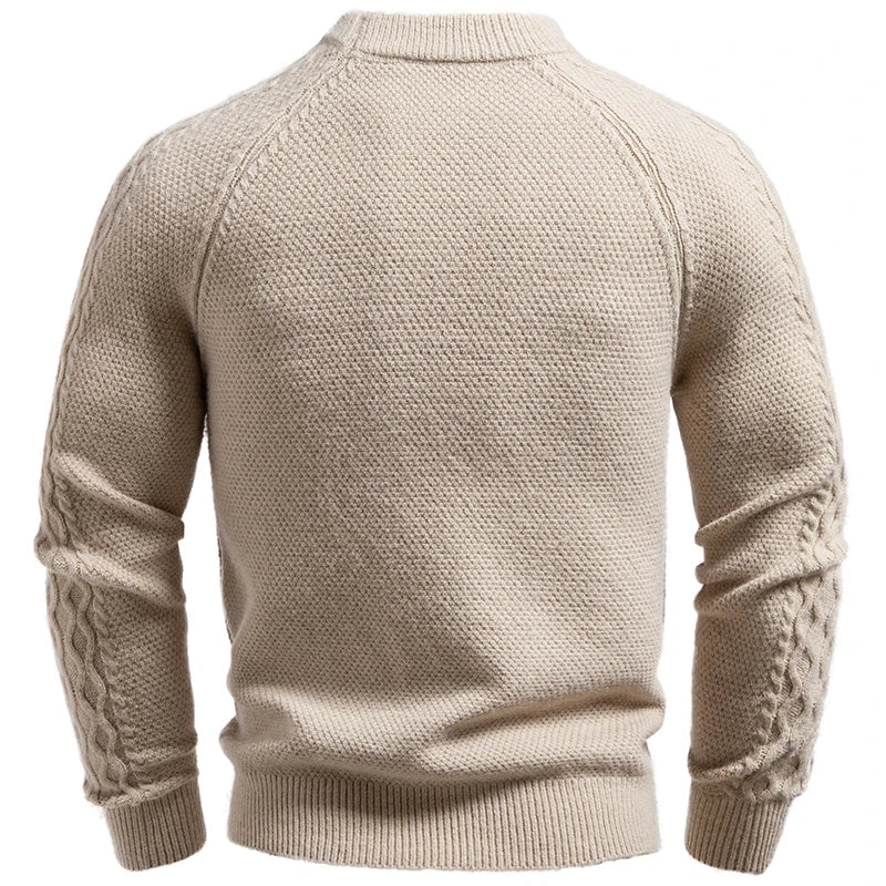 Round Neck Patchwork Pocket Knit Pullover