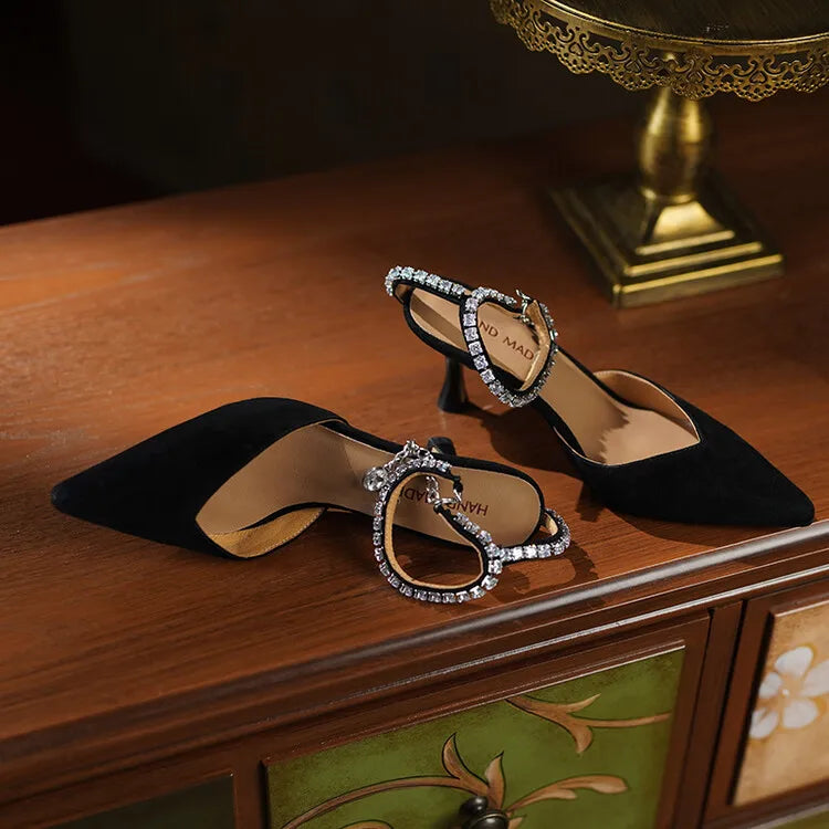 Women's Pointed Toe Rhinestone Wedding Sandals - Bowknot Pendant Pumps