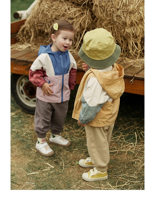 Children's Patchwork Hooded Outwear Windbreaker