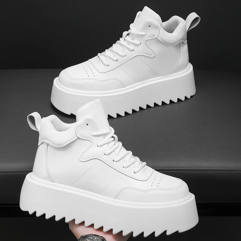 Men’s Casual Platform High Top Skateboard Vulcanized Sport Shoes Lace Up Sneakers
