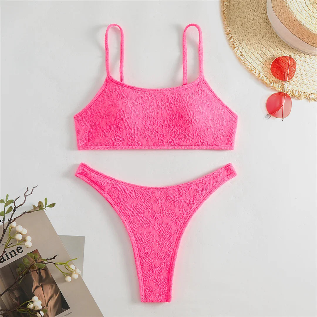 Women's High Leg Cut Bikini  Swimsuit Swimwear Two-pieces Bikini Set