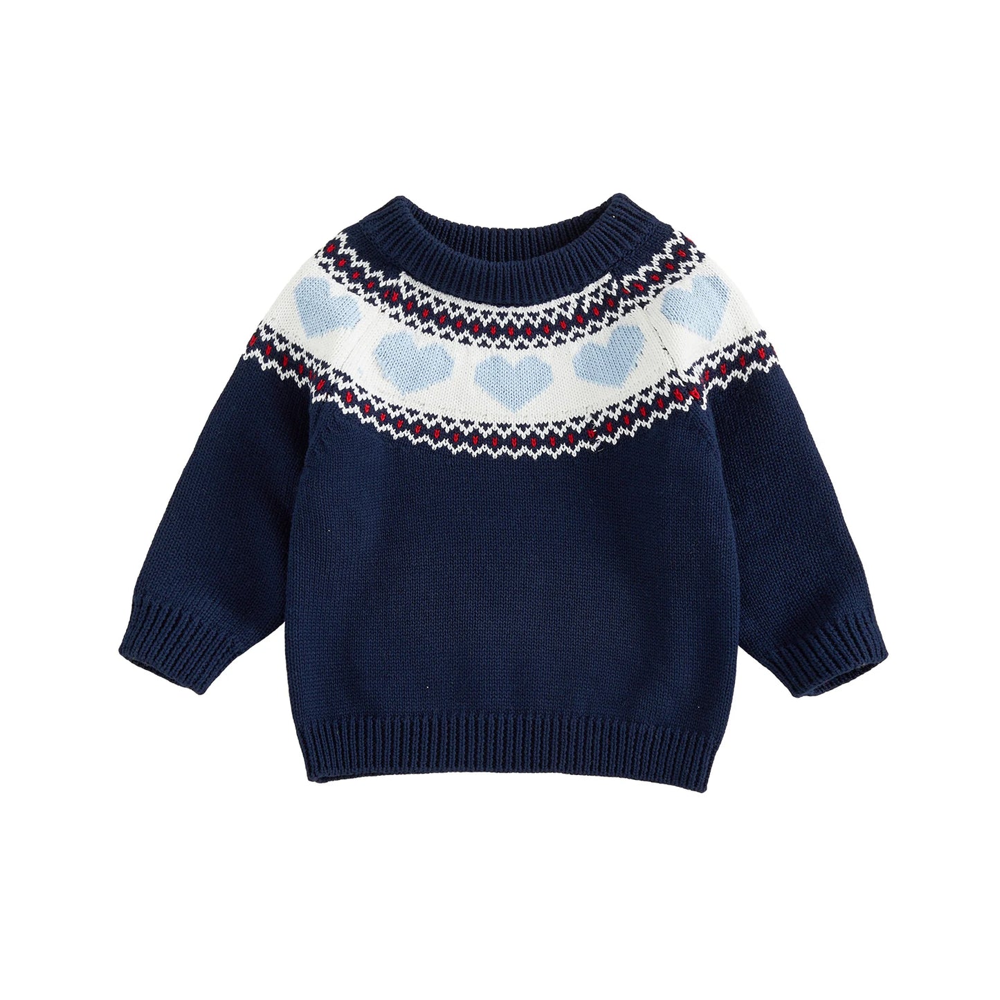 Valentine's Day Heart Pattern Sweater - Toddler & Kids Crewneck Pullover