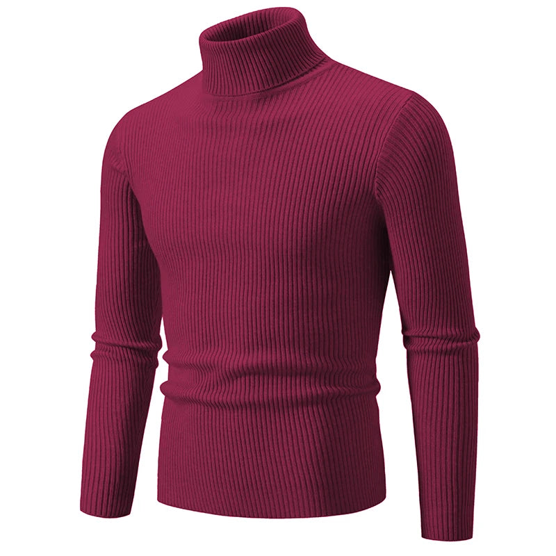 Men's Slim Fit Turtleneck Sweater - Warm Knitted Pullover