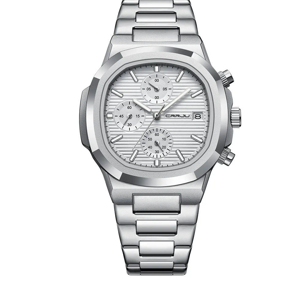 Men's Business Watch - Square Dial Stainless Steel with Luminous Date
