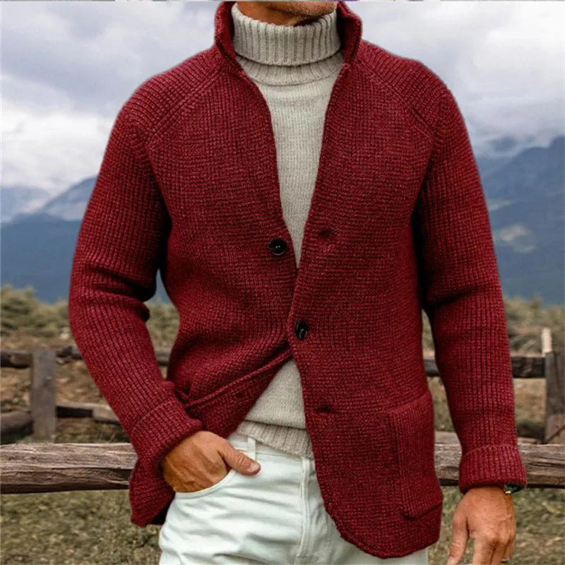 Autumn Winter Stand Collar Knit Cardigan - Vintage Style Sweater Coat