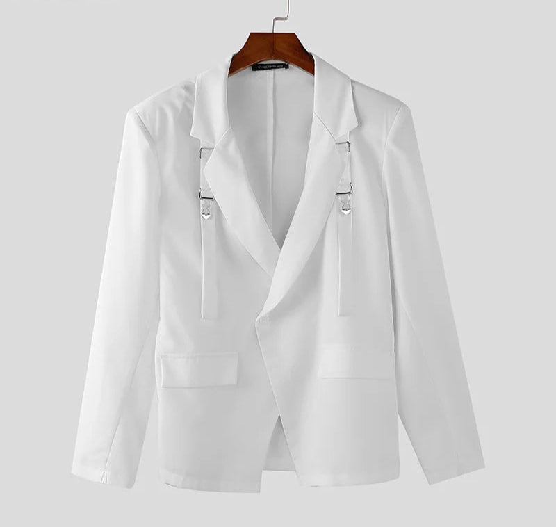 Men's Deconstruct Metal Buckle Long Sleeved Blazer