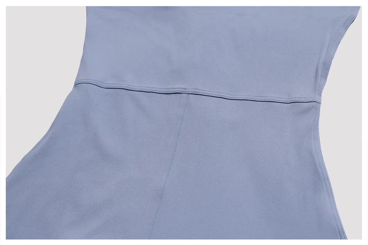 Zipper Front Jumpsuit - Short Sleeve Nylon Workout Set for Gym & Yoga