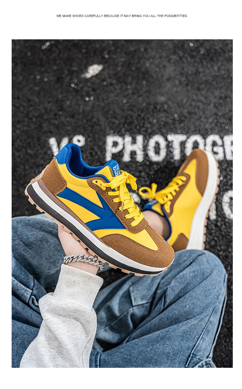 Men's Casual Sneakers Breathable Running Sport Shoes Tennis Sneakers Lace Up Platform Trainers Shoes