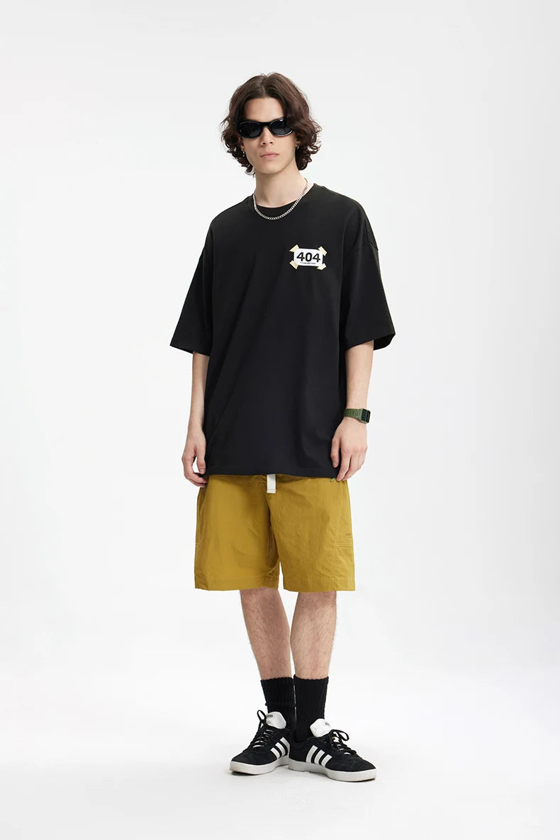 Unisex 404 Print 65G Heavyweight American Street Style Casual Short Sleeve T-Shirt