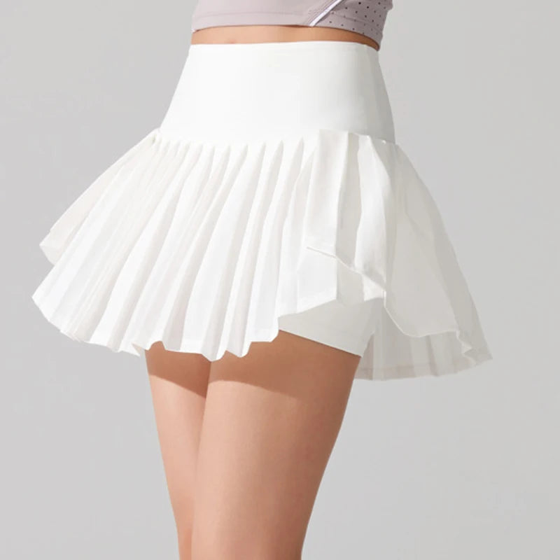 Women's High Waist Tennis Skort - Quick Dry Workout Skirt with Pockets