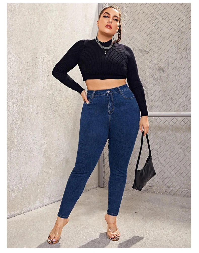 Women's Plus Size High Waist Stretch Denim Jeans