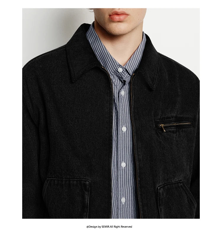Vintage Detroit Style Denim Jacket Pure Cotton Workwear Casual Outdoor Coat