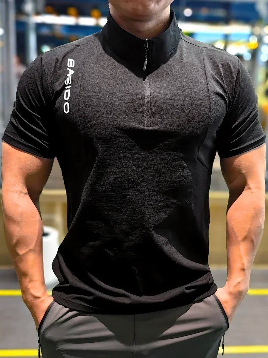 Men's Fitness Sport Clothing Bodybuilding Training Gym Running Short Sleeve Muscle Fit Top Quick Dry Rashguard T-Shirt