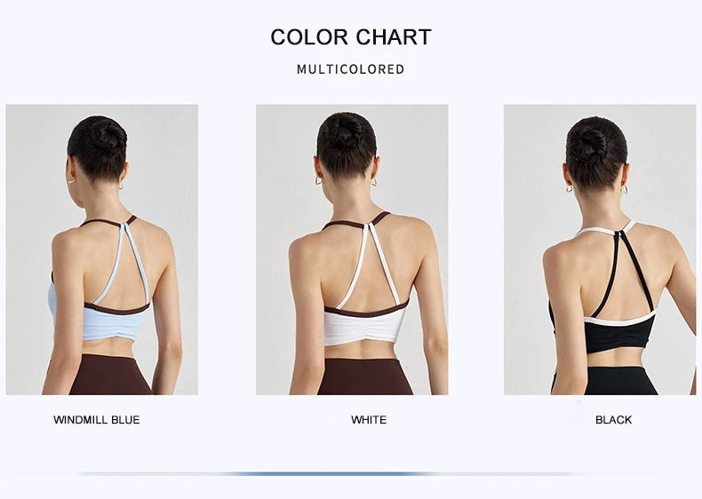 Two-Tone Nylon Sports Bra - Removable Chest Pad