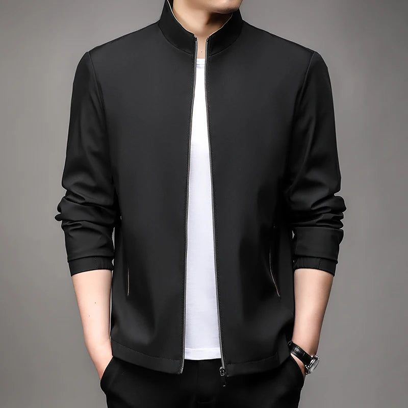 Men's Stand Collar Smart Casual Outerwear  Zipper Jacket