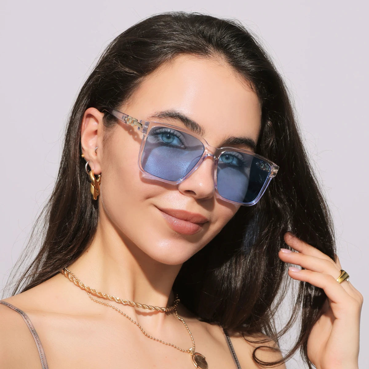 Pink Square Sunglasses - Small Full Frame Gradient Lens Vintage UV400 Women's Eyewear