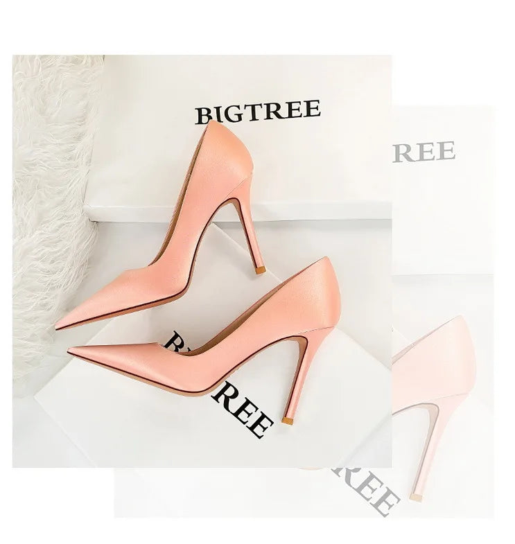 Silk Stiletto Pumps - Spring High Heels Plus Size Available