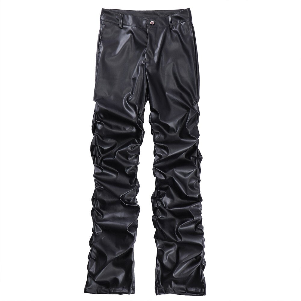 Men's Pleated Faux Leather Pants