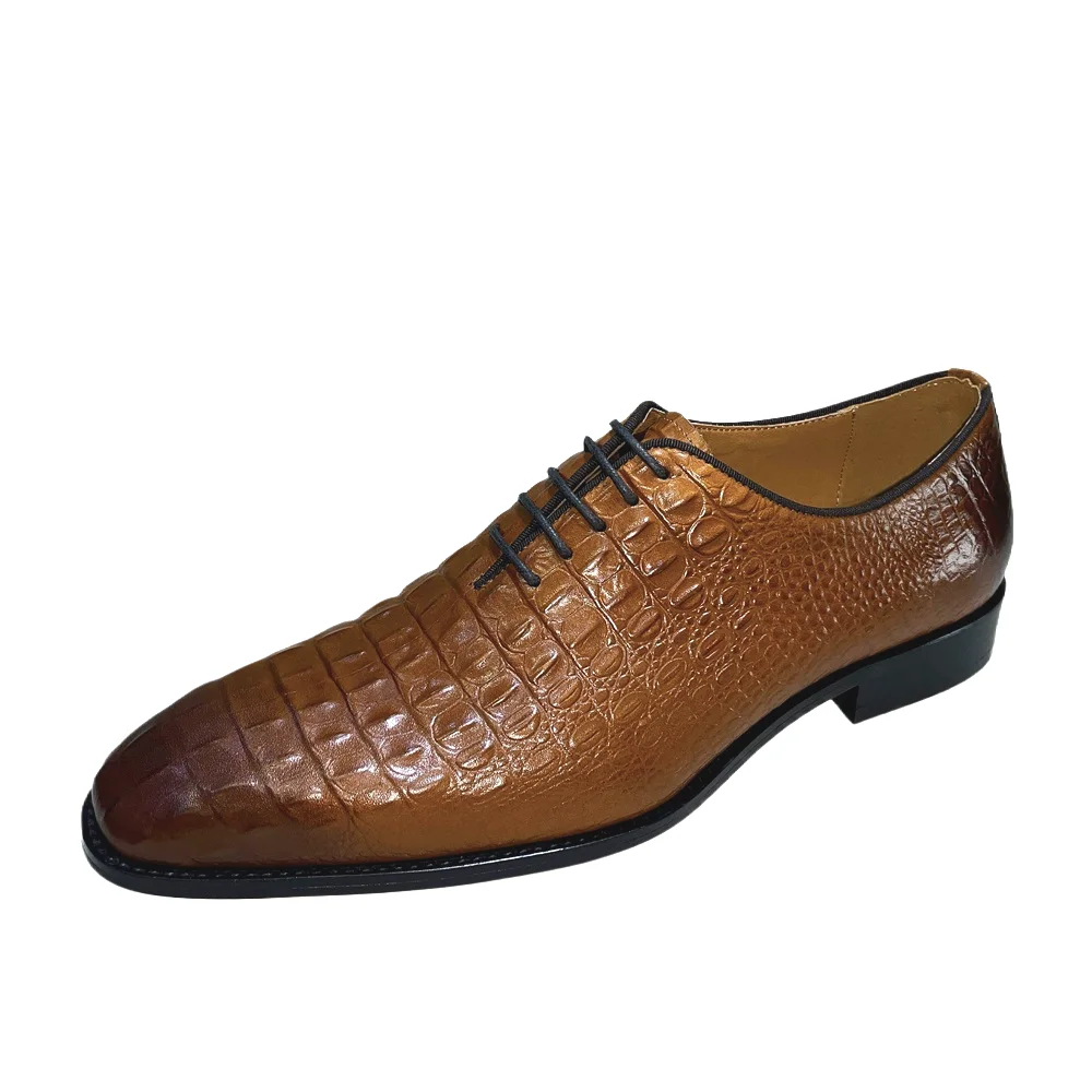 Hand-Painted Python Pattern Pointed Toe Oxford Dress Shoes