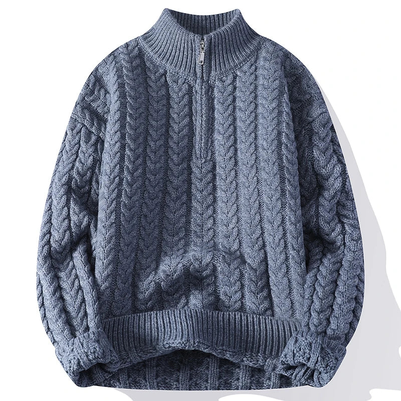 Men's Mock Neck Half-Zip Knit Sweater