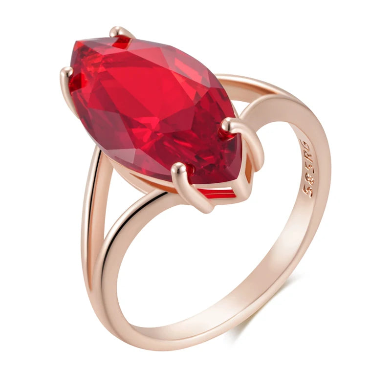 Shiny Rhombus Red Zircon Wedding Ring - Rose Gold