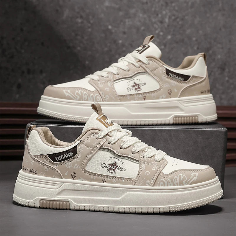 Men's Casual Versatile Platform Skateboard Lace Up Sneakers