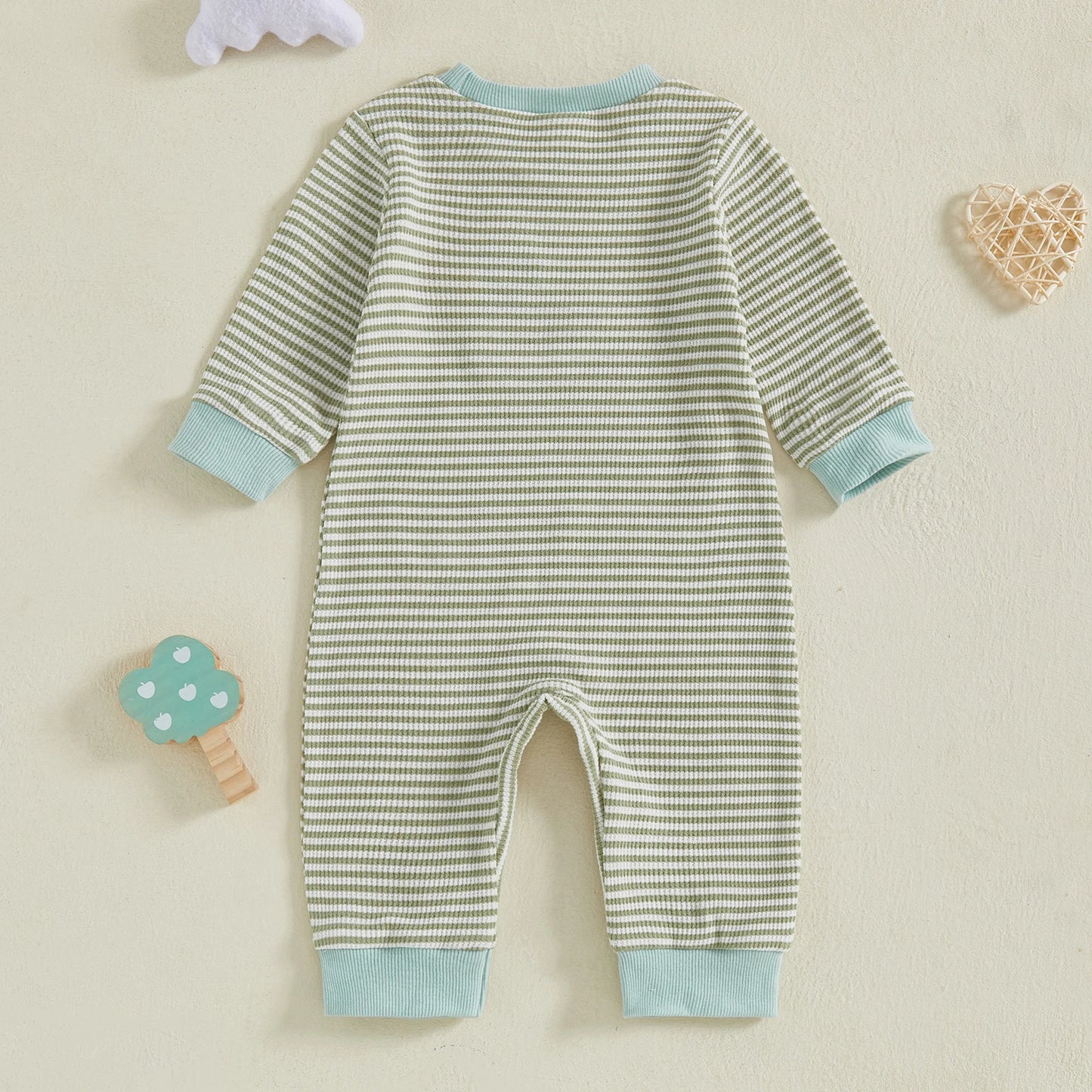 Baby Boys Striped Romper with Duck Embroidery - Long Sleeve Autumn Jumpsuit (0-18M)