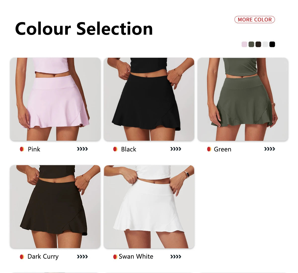 High Waist Sports Skirt - Quick Dry Yoga Skirt with Lined Shorts