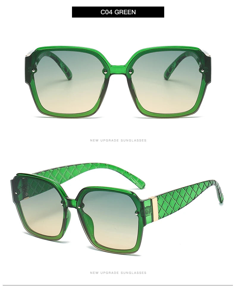 Women's 1/3pcs Classic Square Large Frame Retro Mesh  Gradient Sunglasses UV400