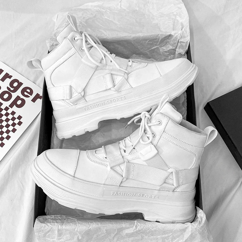 Men's High-Top Platform Sneakers - Casual Ankle Boots