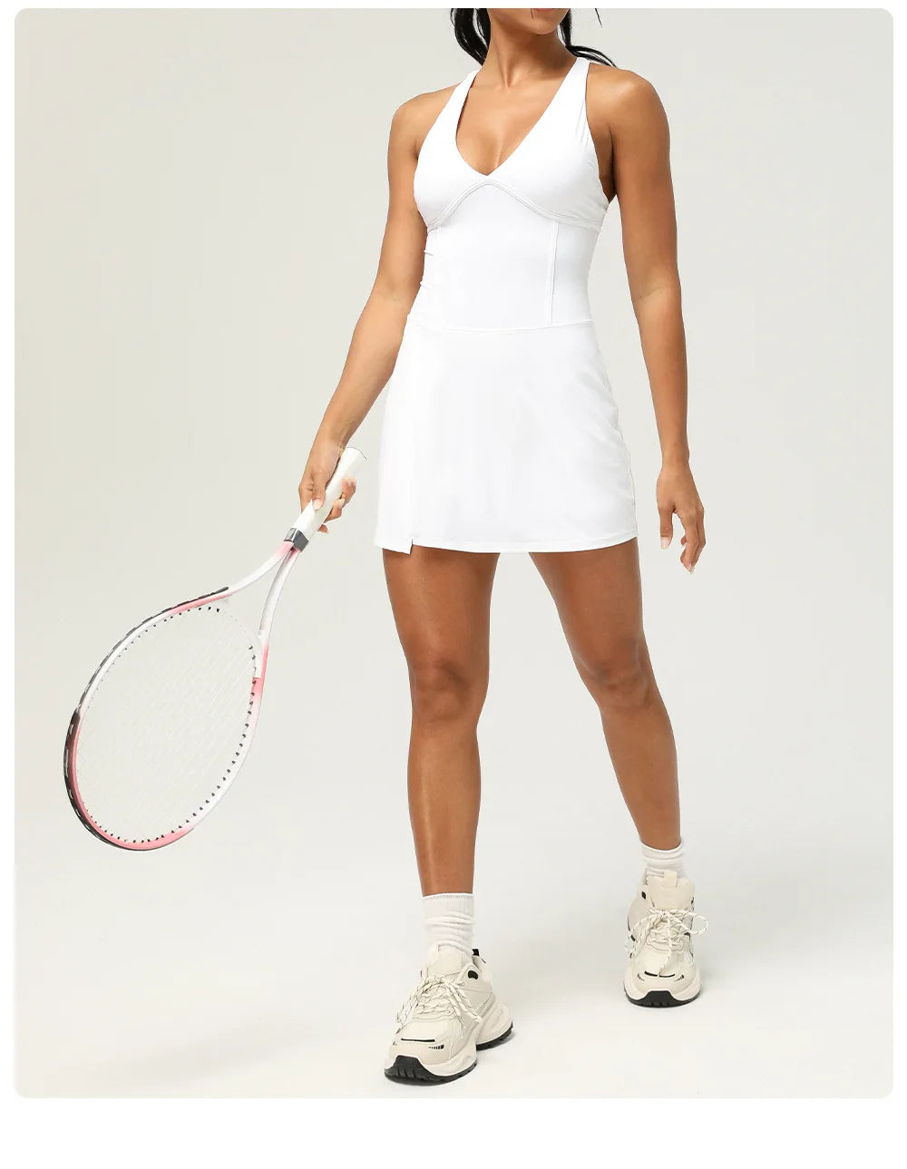 Women's 2-in-1 Tennis Dress with Built-in Shorts - Quick Dry Athletic Skort