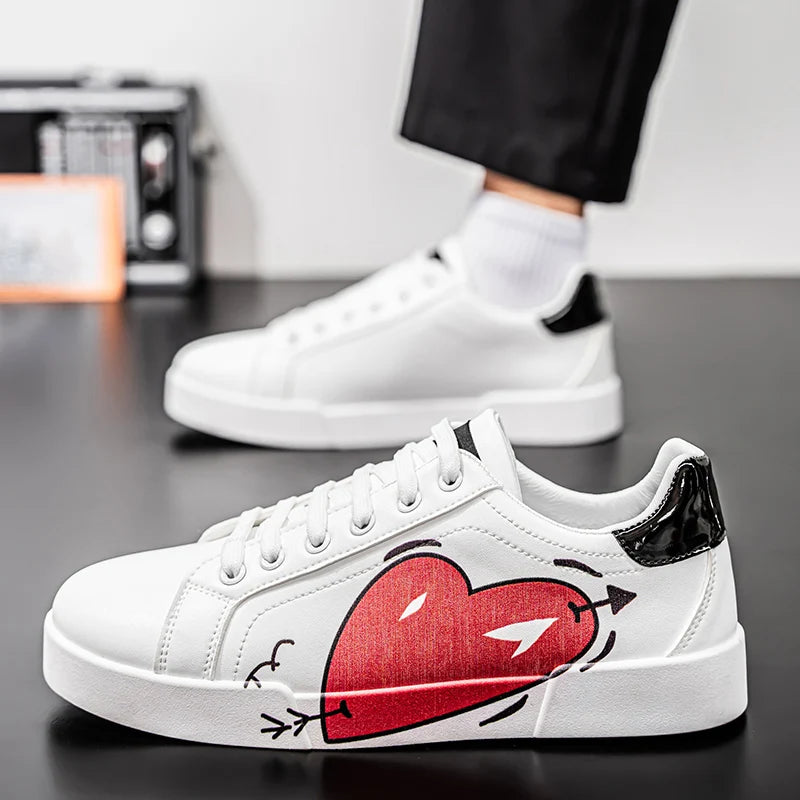 Men's Graffiti Design Platform Skateboard Sneakers - High Quality Sport Trainers