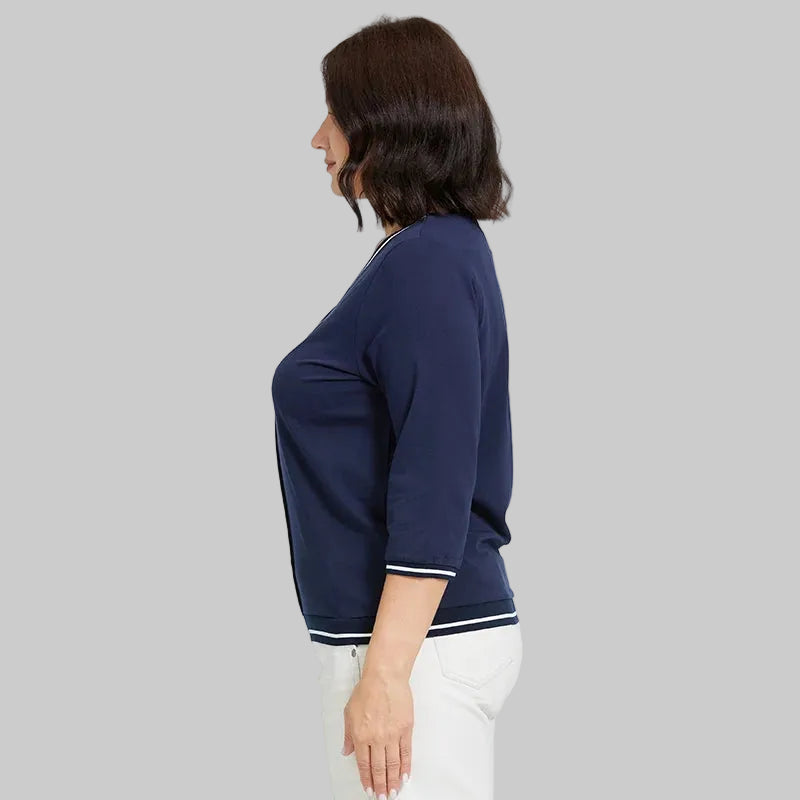 Women's Oversized V-Neck Knitted Jumper with Graffiti Print Detail