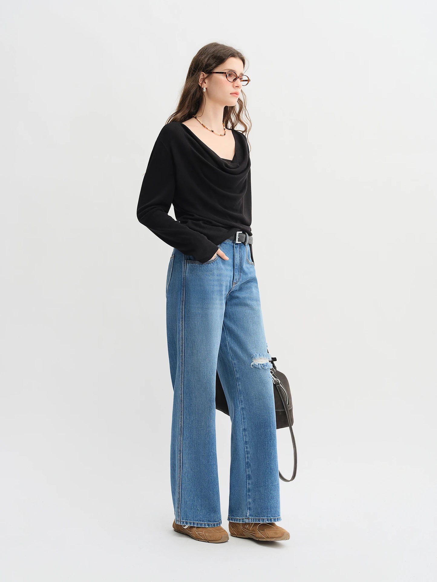 Lyocell Ruffled Collar Sweater