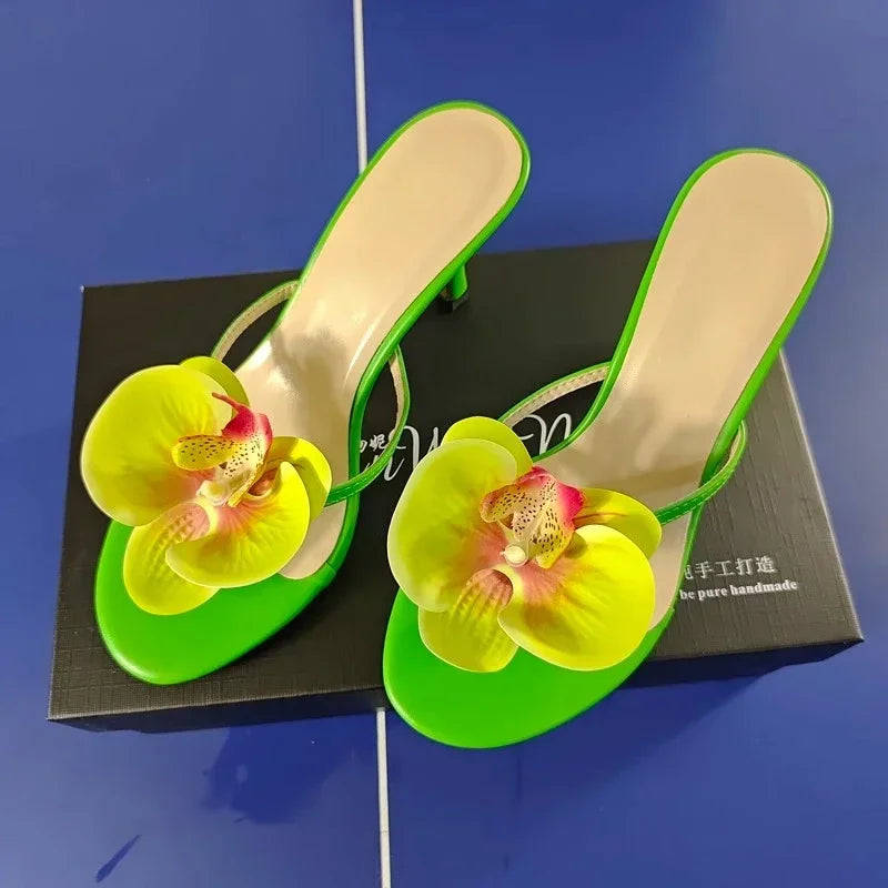 Women's Butterfly Flip Flops - High Heel Beach Sandals