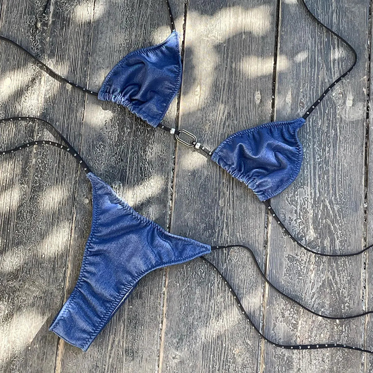 Women's Beaded Halter V-Neck Bikini Set - Elegant Beach Swimwear
