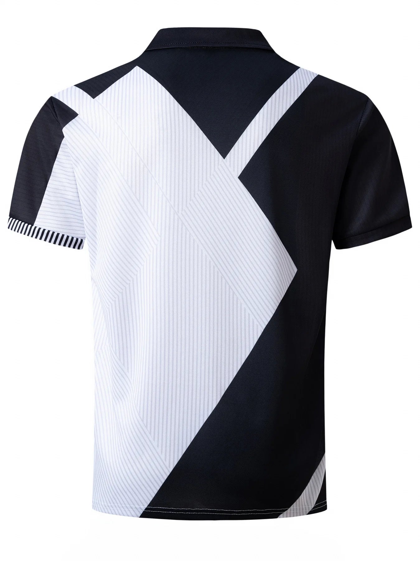 Men's Summer Print Patchwork Turn Down Collar Short Sleeve Sports Casual Polo  Zipper Shirt