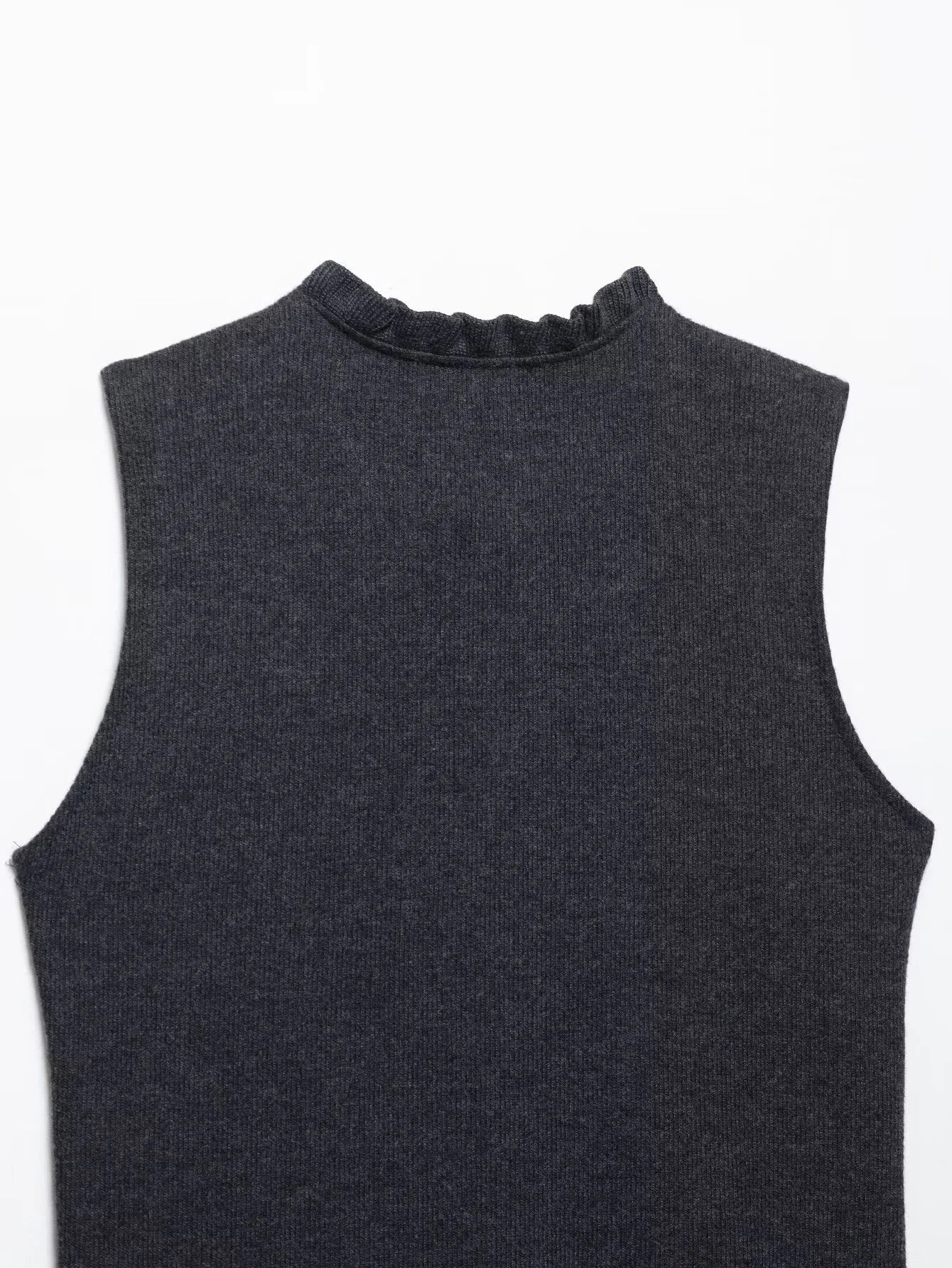 Women's Summer Knitted Top - Sweet Stacked Decoration Round Neck Sleeveless