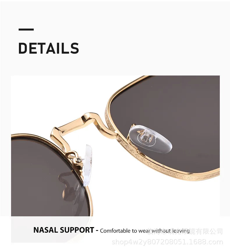 Retro Square Oval Metal Sunglasses - UV400 Protection for Women & Men