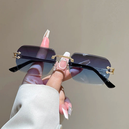 Rimless Rectangle Sunglasses – Vintage Unisex