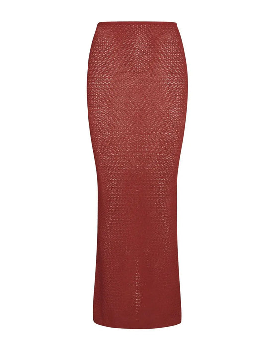 Women's Y2K High Waist A-Line Knitted Mini Skirt - Crochet Style