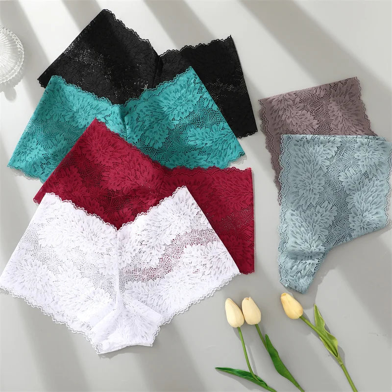 Lace Panties 3Pcs/set Women Sexy Boyshort Underwear Low Waist Floral Underwear S-XL Ladies Underpants Sexy Lingerie New