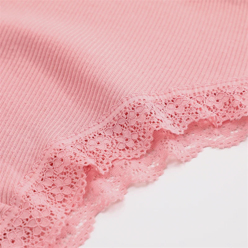 Women's Cotton Panties - 2 Pack Lace Brazilian Briefs Low-Waist