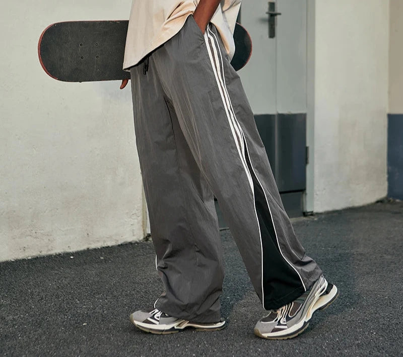 Men's Colour block Wide Leg Tracksuit Pants Trousers