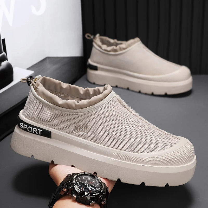 Men's Platform Vulcanized Slip-On Sneakers - Comfortable Running Tennis Shoes