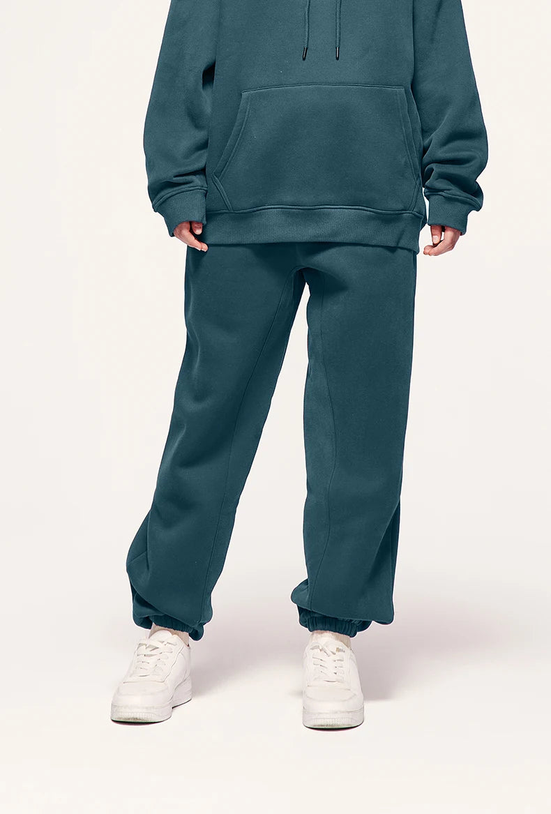 Unisex 350gsm Thick Velvet Tracksuit Matching Fleece Sweatpants Set